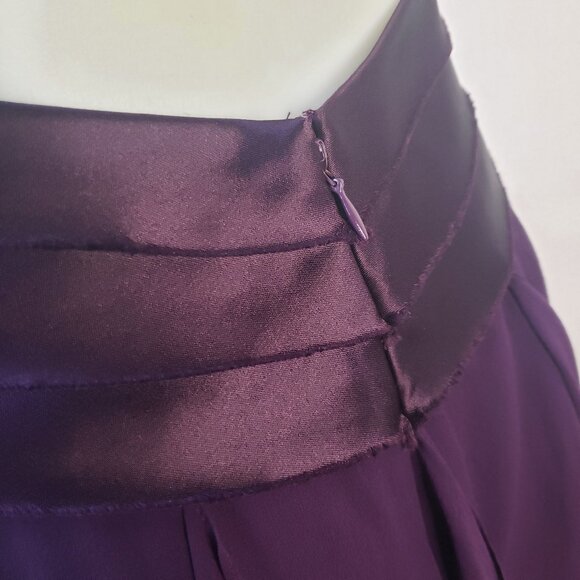 Deep Purple BCBG Fun Formal Mini Halter Dress w Pleats, Sheer Ruffle Fabric - Picture 4 of 15